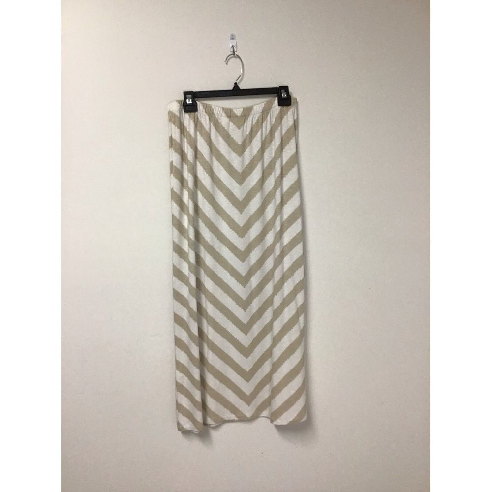 Chicos Beige White Chevron Print Maxi Skirt Women's Chicos Size‎ 1
